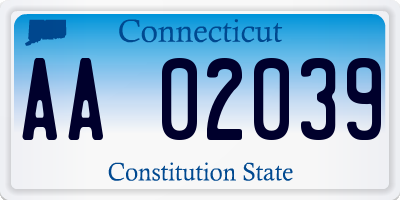 CT license plate AA02039