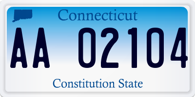 CT license plate AA02104