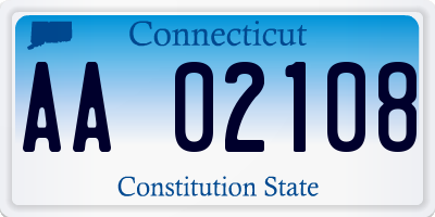 CT license plate AA02108