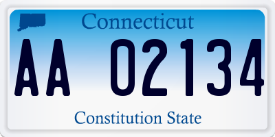 CT license plate AA02134
