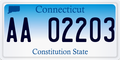 CT license plate AA02203