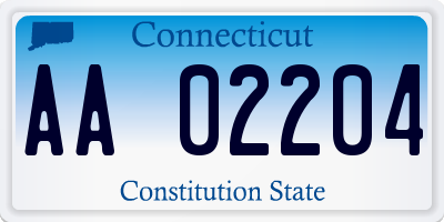 CT license plate AA02204