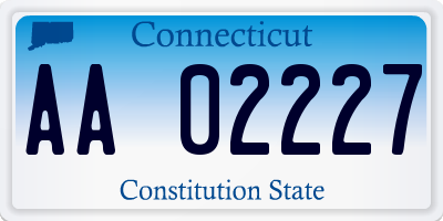 CT license plate AA02227