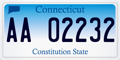 CT license plate AA02232