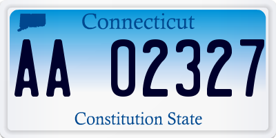 CT license plate AA02327