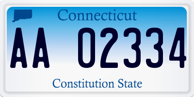 CT license plate AA02334