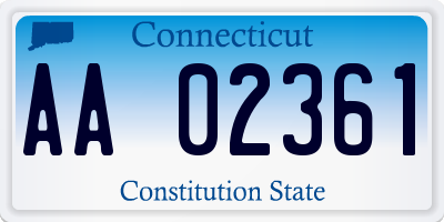 CT license plate AA02361