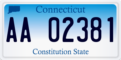 CT license plate AA02381