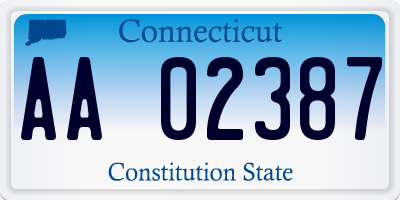 CT license plate AA02387