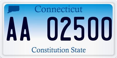 CT license plate AA02500