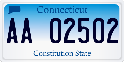 CT license plate AA02502