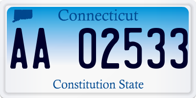 CT license plate AA02533