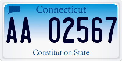 CT license plate AA02567