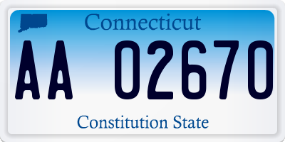 CT license plate AA02670