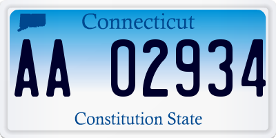 CT license plate AA02934