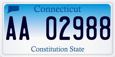 CT license plate AA02988