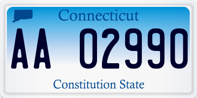CT license plate AA02990
