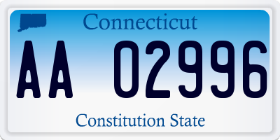 CT license plate AA02996