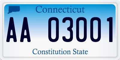 CT license plate AA03001