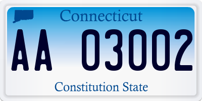 CT license plate AA03002