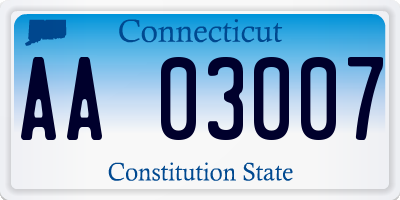 CT license plate AA03007