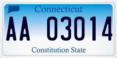 CT license plate AA03014