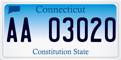 CT license plate AA03020