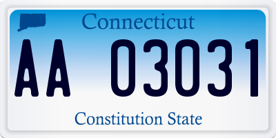 CT license plate AA03031