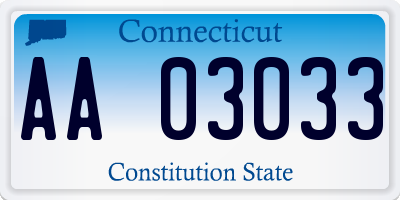 CT license plate AA03033