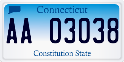 CT license plate AA03038