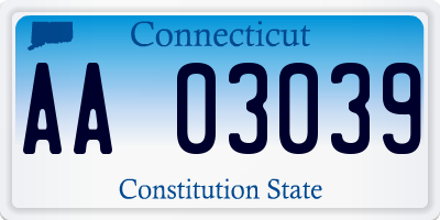 CT license plate AA03039