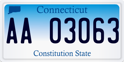 CT license plate AA03063