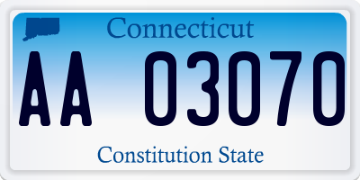 CT license plate AA03070