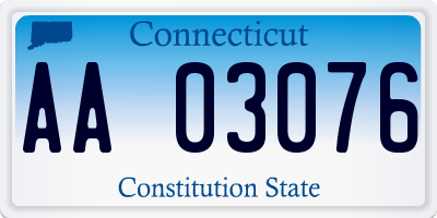 CT license plate AA03076