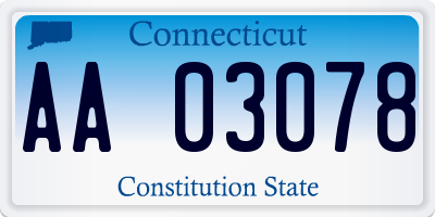 CT license plate AA03078