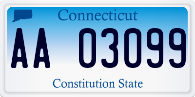 CT license plate AA03099