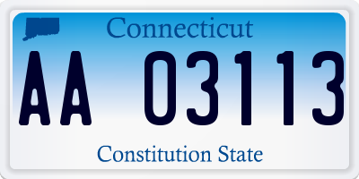 CT license plate AA03113