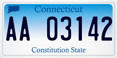 CT license plate AA03142