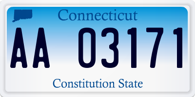 CT license plate AA03171