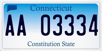 CT license plate AA03334