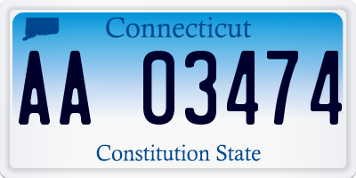 CT license plate AA03474