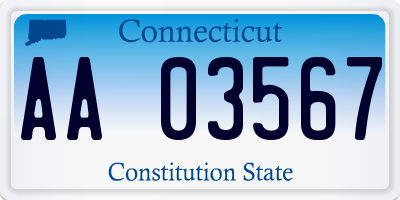 CT license plate AA03567