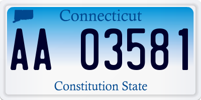 CT license plate AA03581