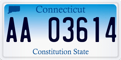 CT license plate AA03614