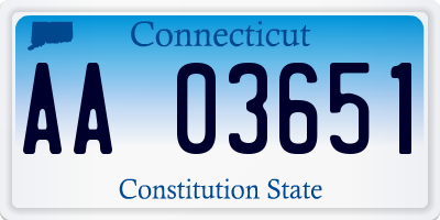 CT license plate AA03651