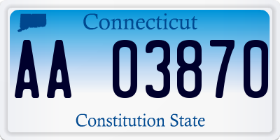 CT license plate AA03870