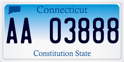 CT license plate AA03888