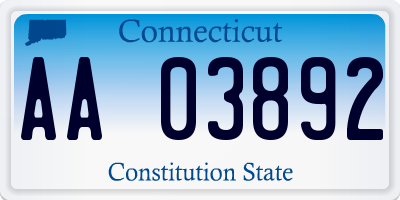 CT license plate AA03892