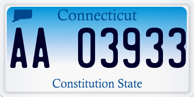 CT license plate AA03933