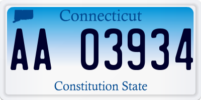 CT license plate AA03934